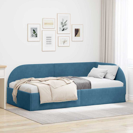 Sarokágy keret fejtámlával Kék 80 cm x 200 cm Bársony