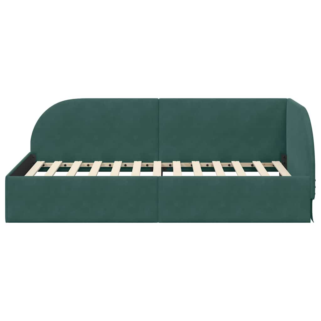 Sarokágy keret fejtámlával Sötétzöld 80 cm x 200 cm Bársony