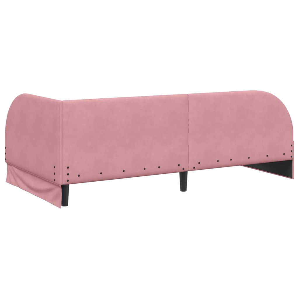 Sarokágy keret fejtámlával Rózsaszín 80 cm x 200 cm Bársony