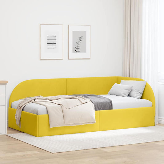 Sarokágy keret fejtámlával Sárga 90 cm x 190 cm Bársony