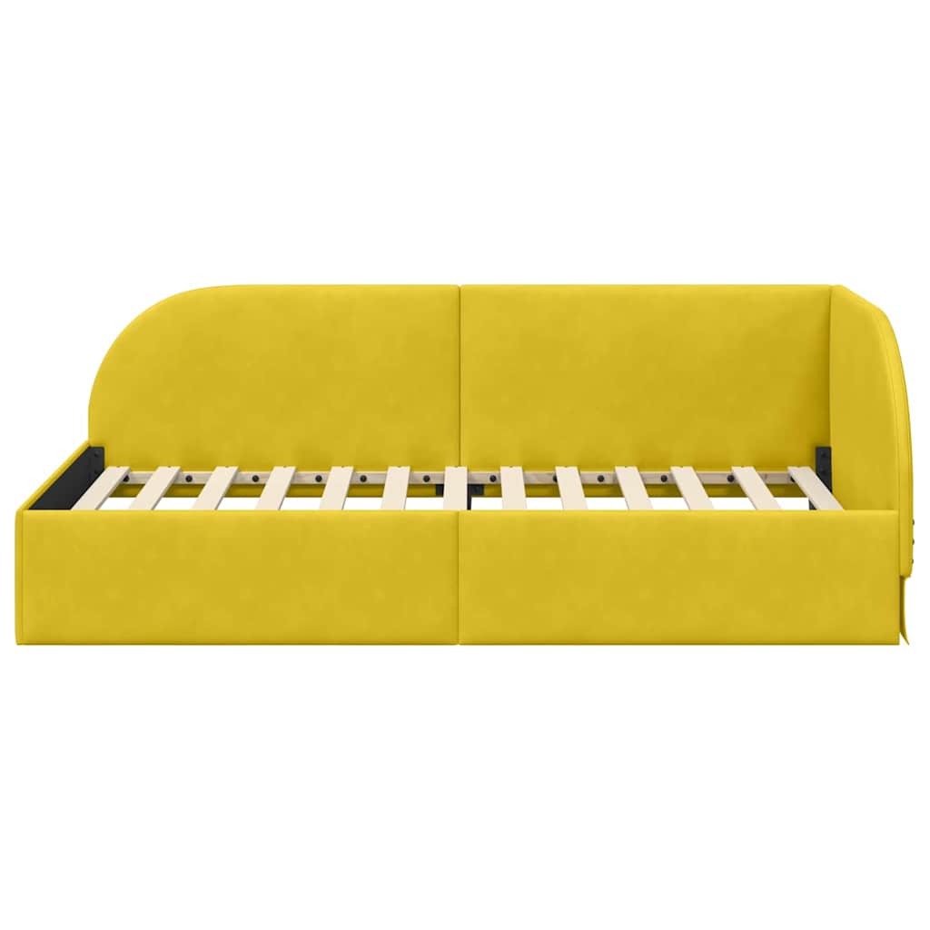 Sarokágy keret fejtámlával Sárga 90 cm x 190 cm Bársony