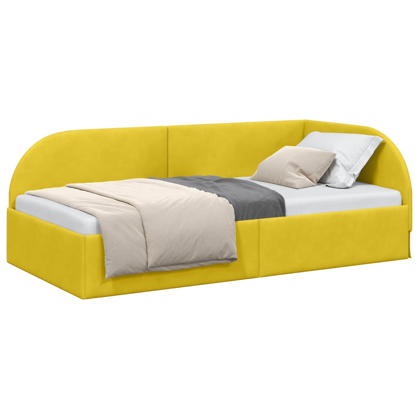 Sarokágy keret fejtámlával Sárga 90 cm x 200 cm Bársony
