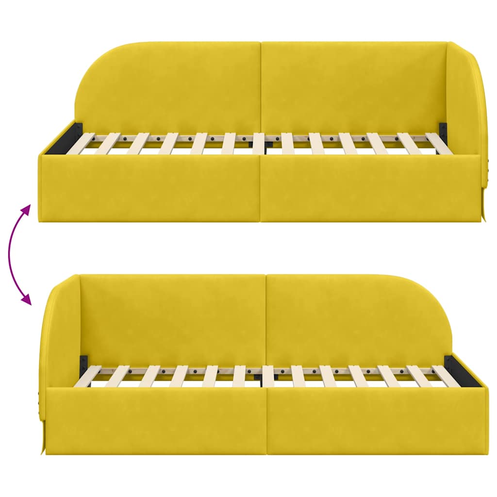 Sarokágy keret fejtámlával Sárga 100 cm x 200 cm Bársony
