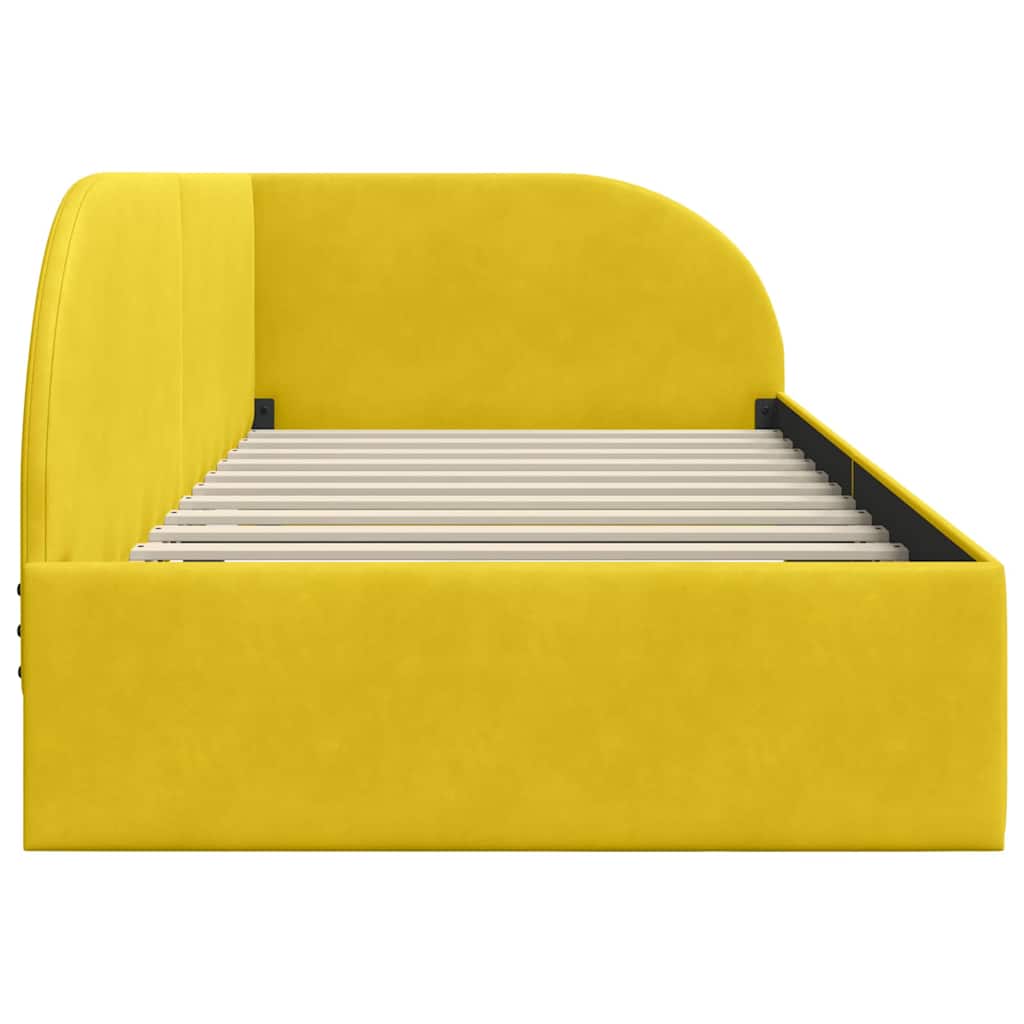 Sarokágy keret fejtámlával Sárga 100 cm x 200 cm Bársony