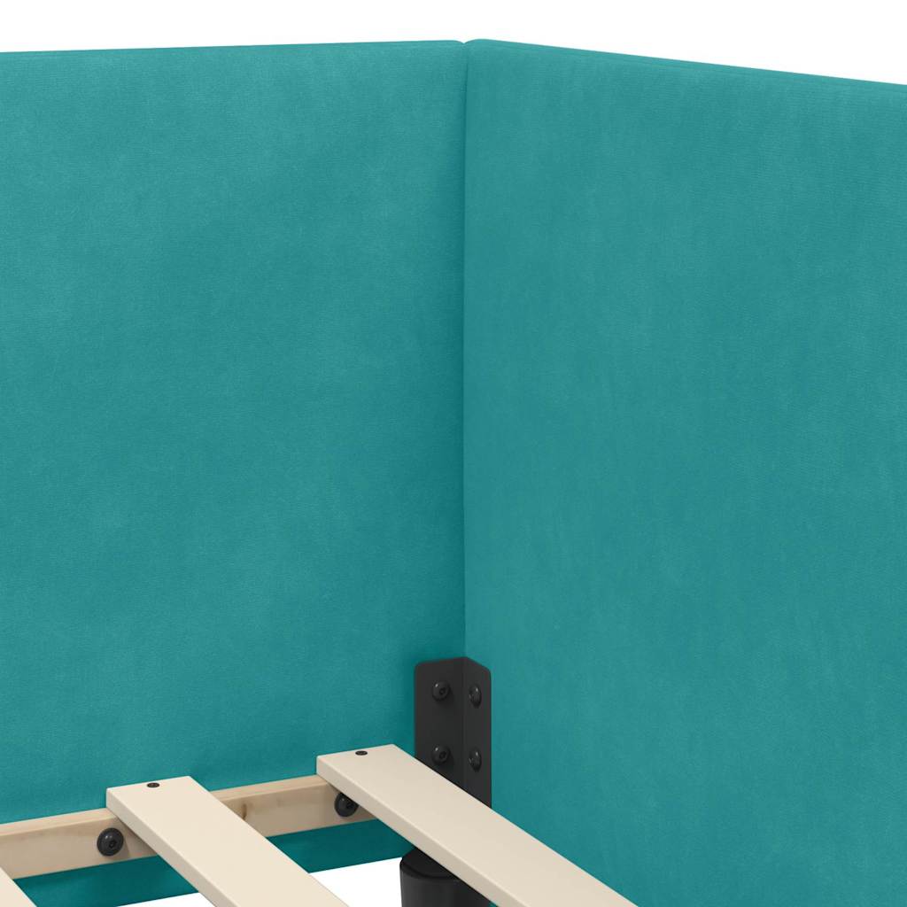 Sarokágy keret fejtámlával Türkiz 100 cm x 200 cm Bársony