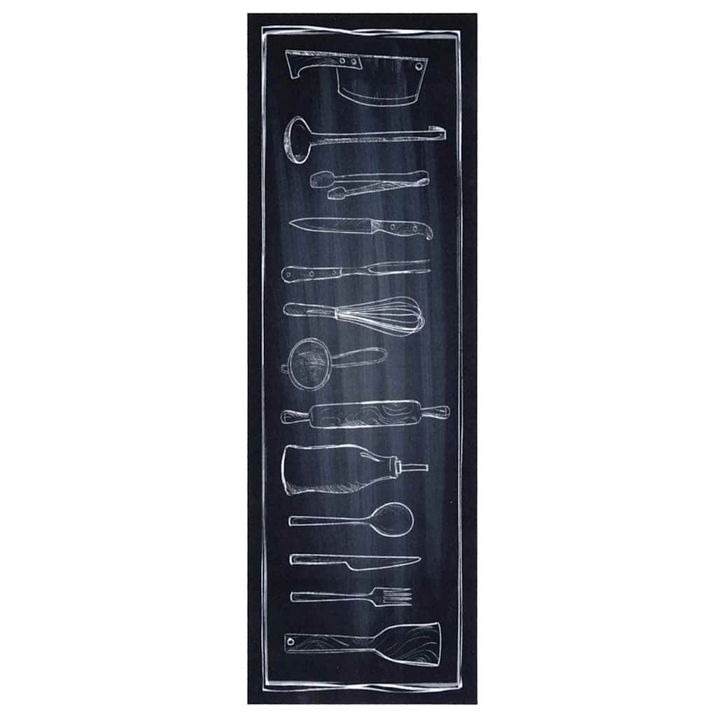 Konyhai szőnyeg Fekete 180 x 60 cm Bársony