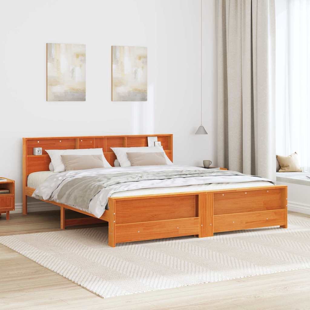 Ágykeret fejtámlával Faggyú barna 200 x 200 cm Tömör fenyő