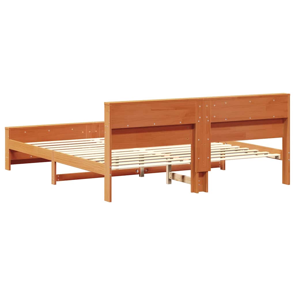 Ágykeret fejtámlával Faggyú barna 200 x 200 cm Tömör fenyő