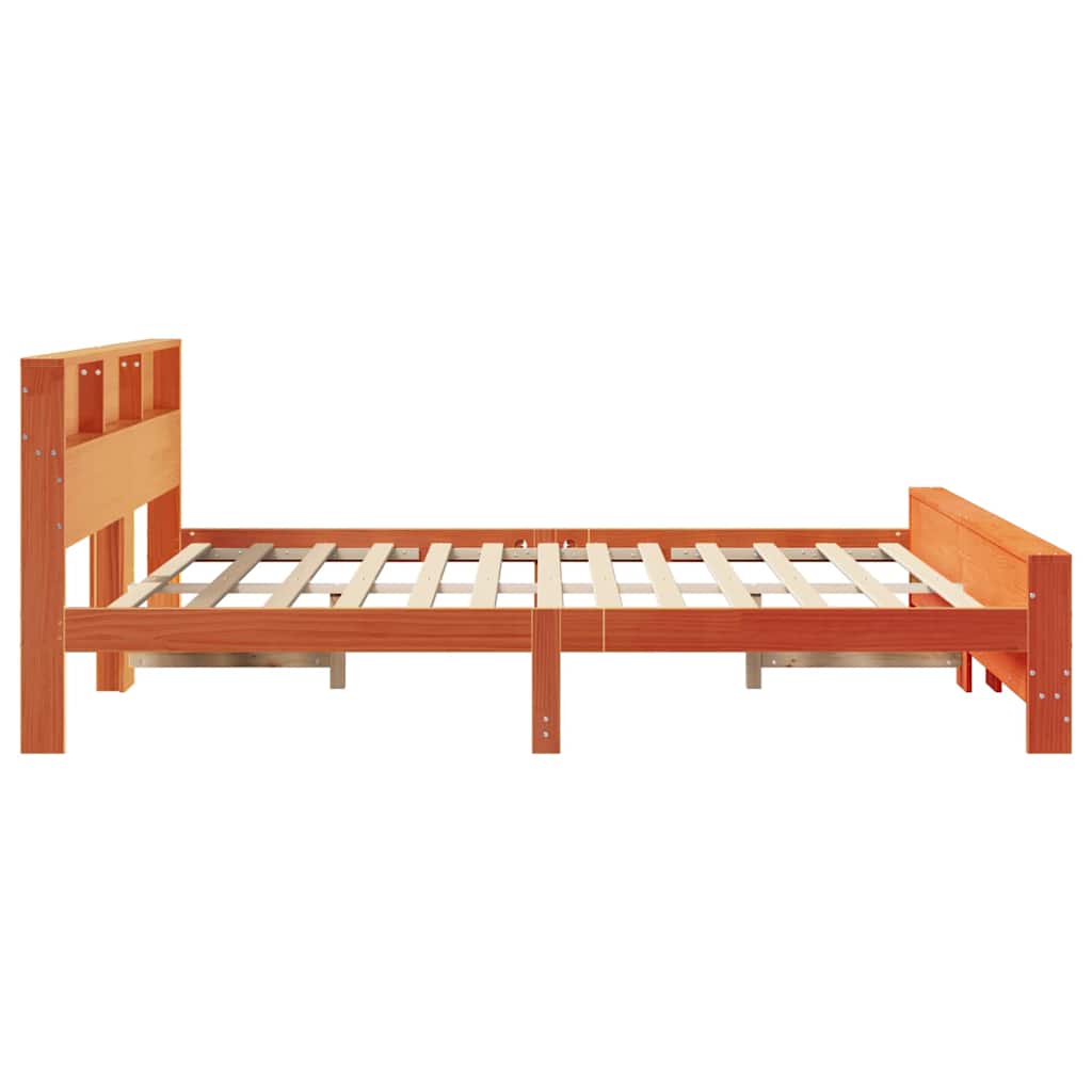 Ágykeret fejtámlával Faggyú barna 200 x 200 cm Tömör fenyő