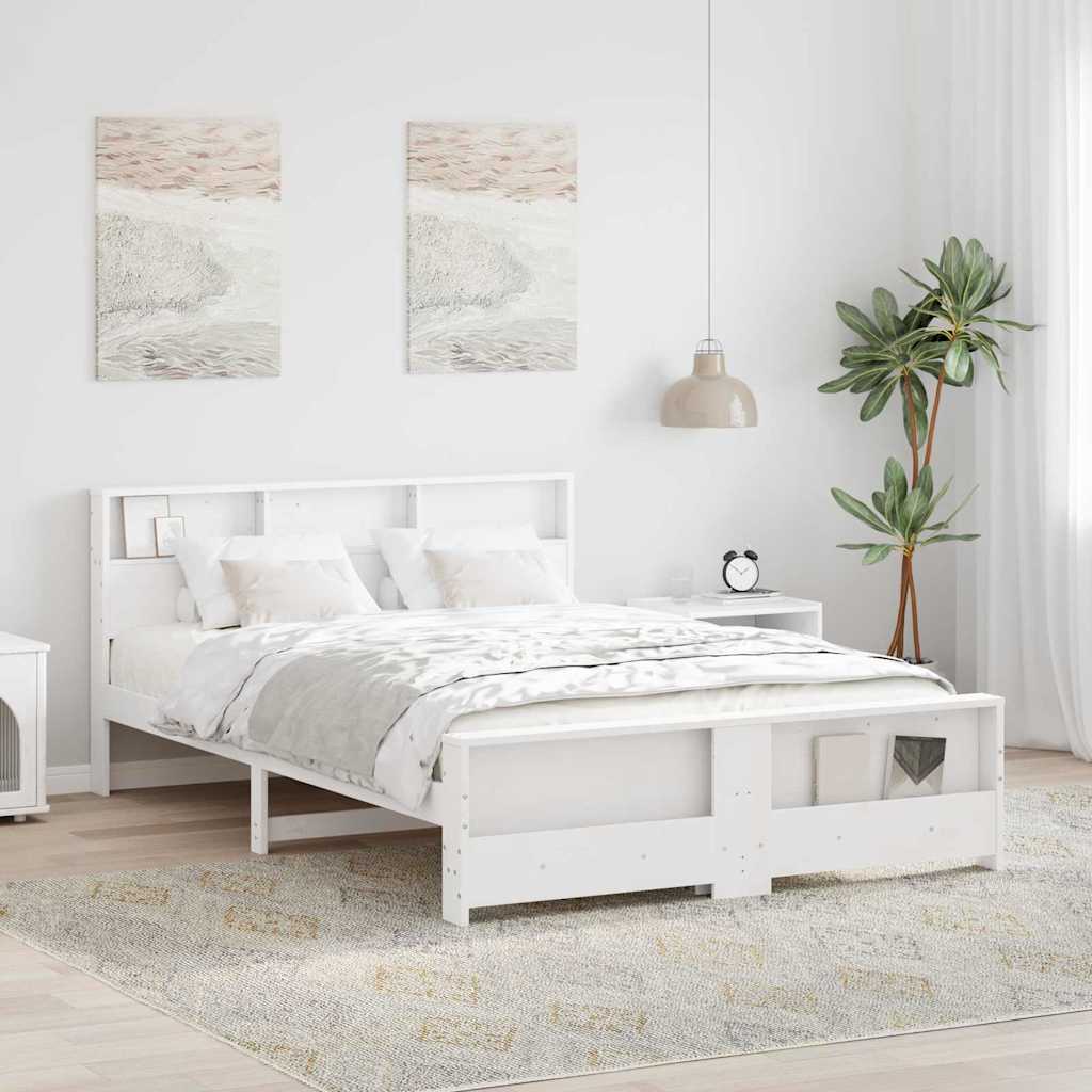 Ágykeret fejtámlával Fehér 150 x 200 cm Faanyag