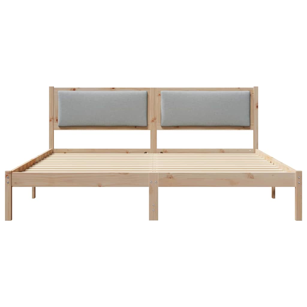 Ágykeret fejtámlával Világosszürke 200 x 200 cm Tömör fenyőfa