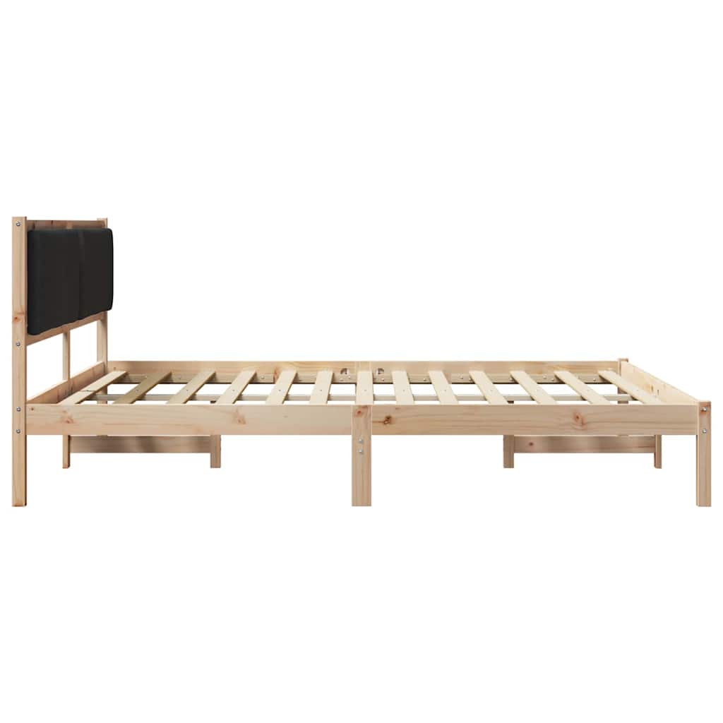 Ágykeret fejtámlával Fekete 200 x 200 cm Tömör fenyőfa