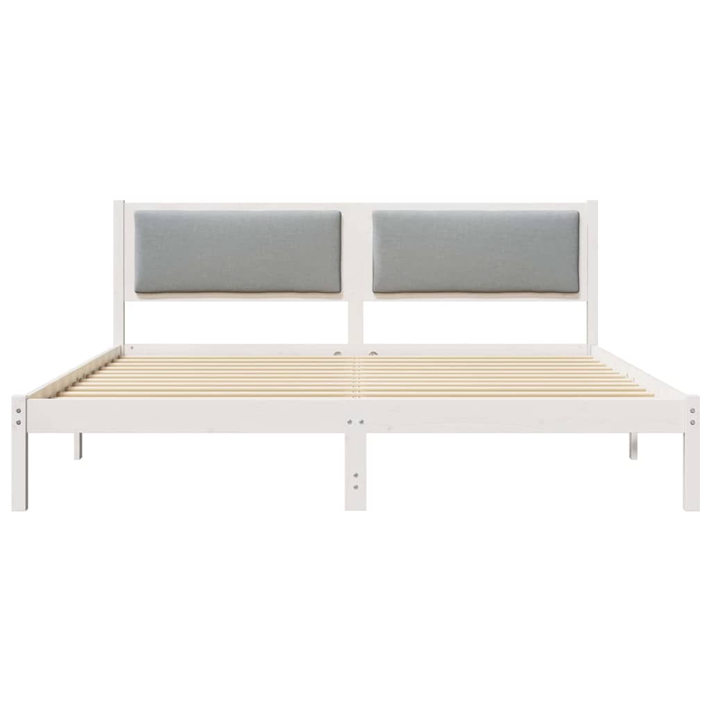 Ágykeret fejtámlával Világosszürke 200 x 200 cm Tömör fenyőfa