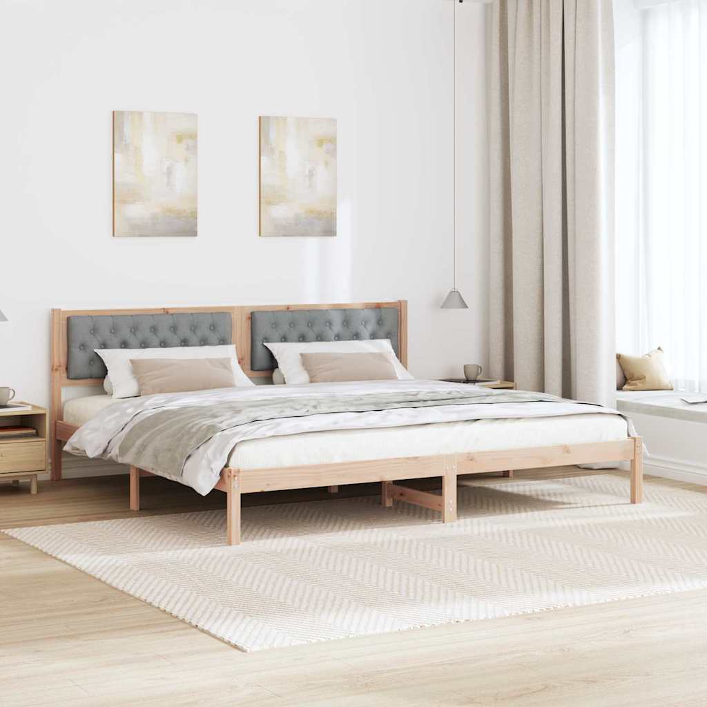 Ágykeret fejtámlával Világosszürke 200 x 200 cm Tömör fenyőfa