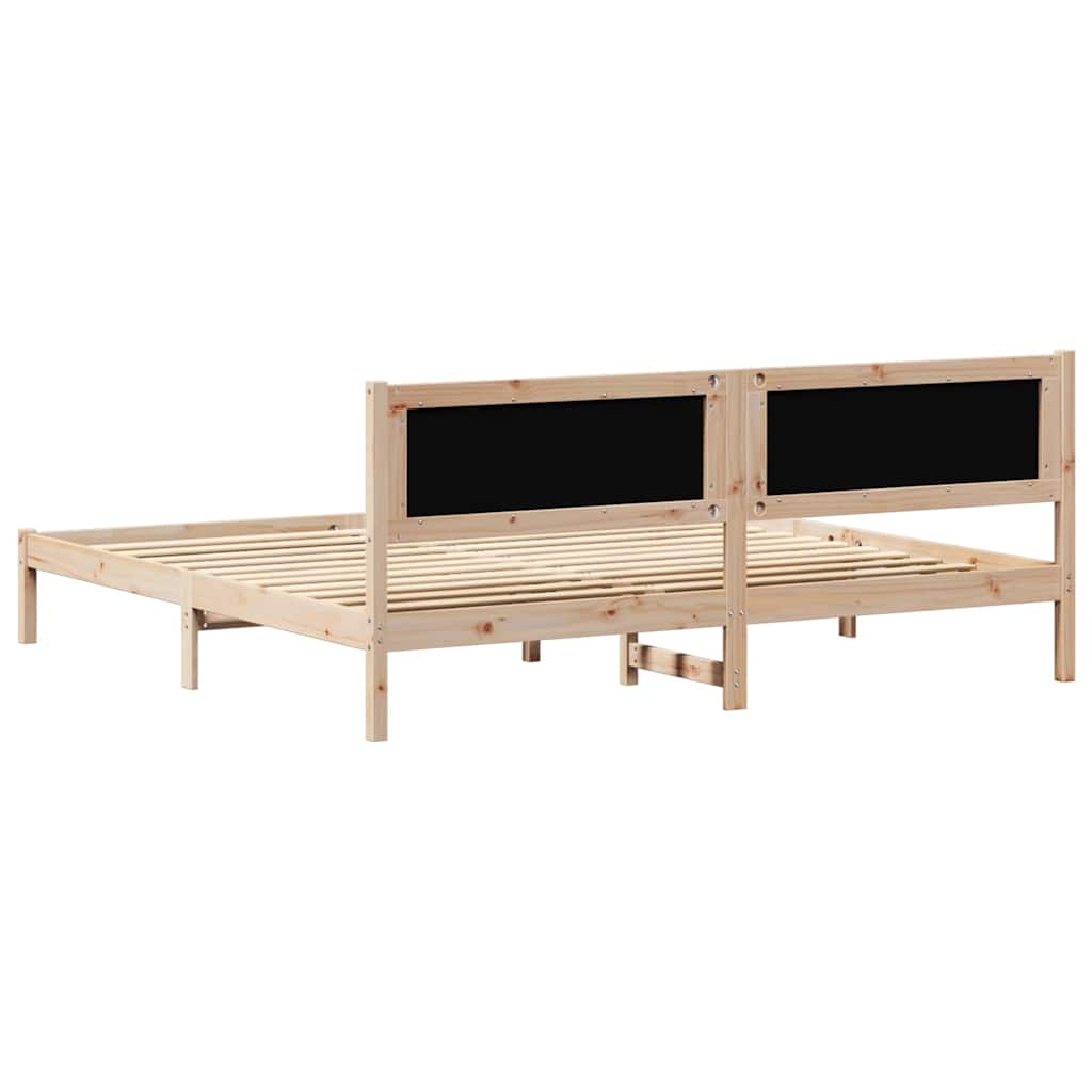 Ágykeret fejtámlával Világosszürke 200 x 200 cm Tömör fenyőfa