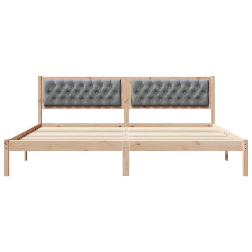 Ágykeret fejtámlával Világosszürke 200 x 200 cm Tömör fenyőfa