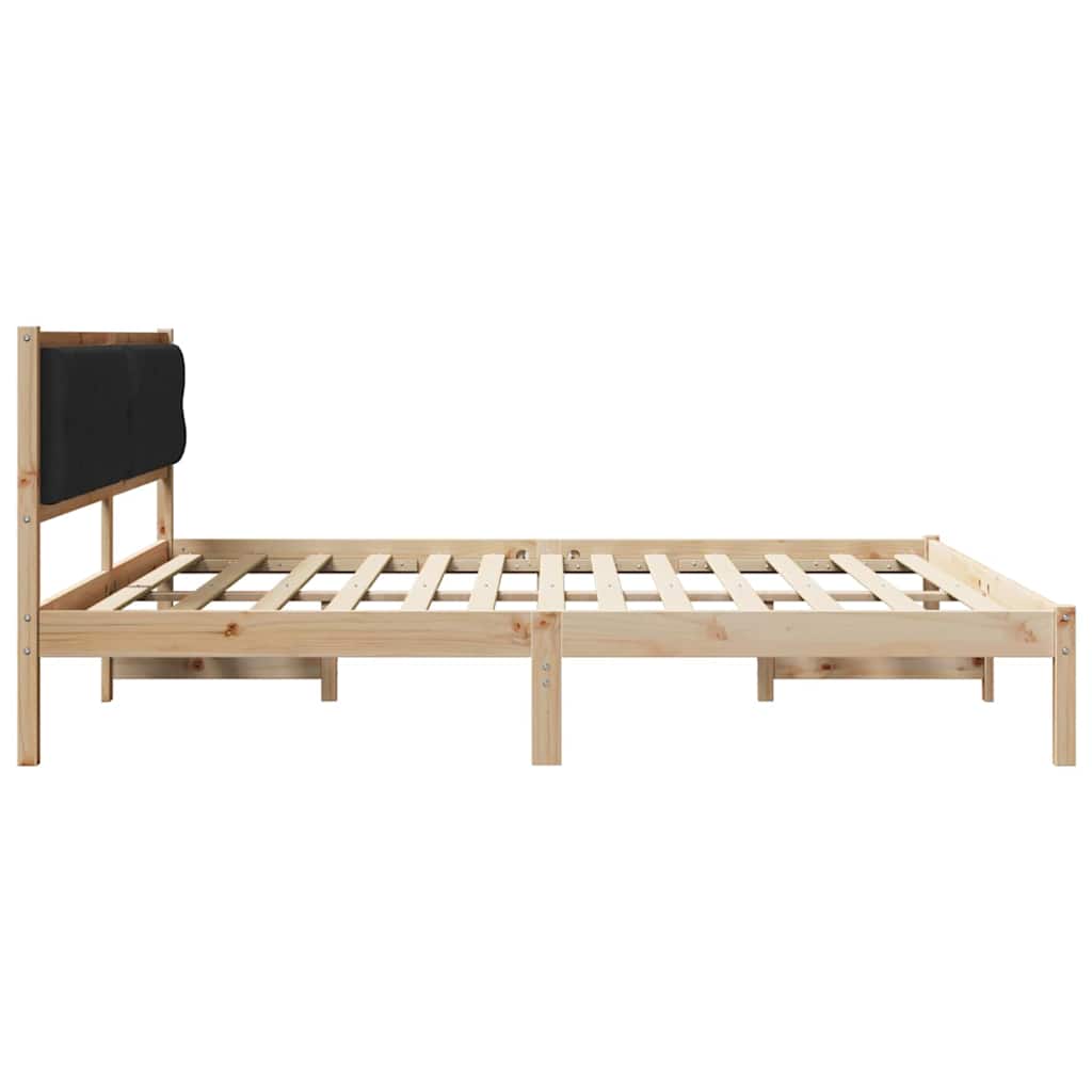 Ágykeret fejtámlával Fekete 200 x 200 cm Tömör fenyőfa