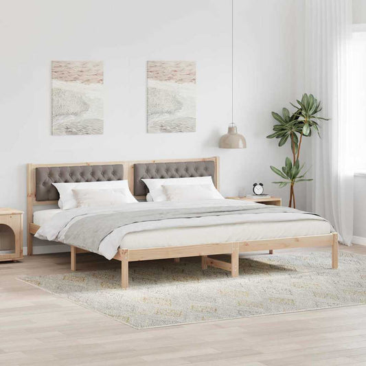 Ágykeret fejtámlával Tópszínű 200 x 200 cm Tömör fenyőfa