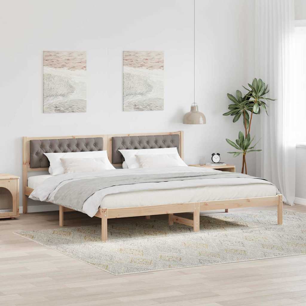 Ágykeret fejtámlával Tópszínű 200 x 200 cm Tömör fenyőfa