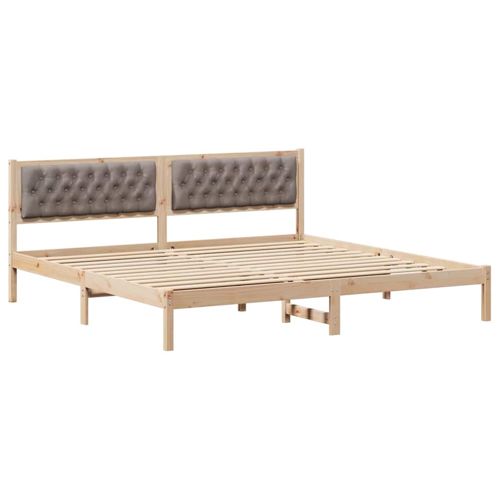 Ágykeret fejtámlával Tópszínű 200 x 200 cm Tömör fenyőfa