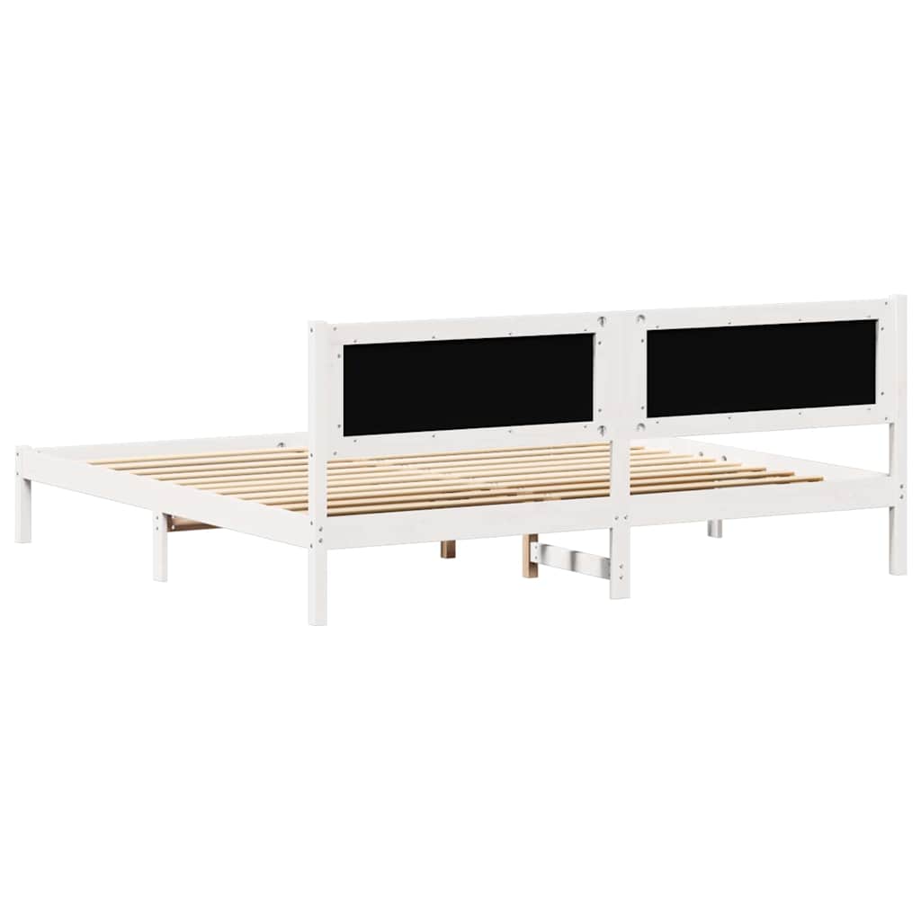 Ágykeret fejtámlával Világosszürke 200 x 200 cm Tömör fenyőfa