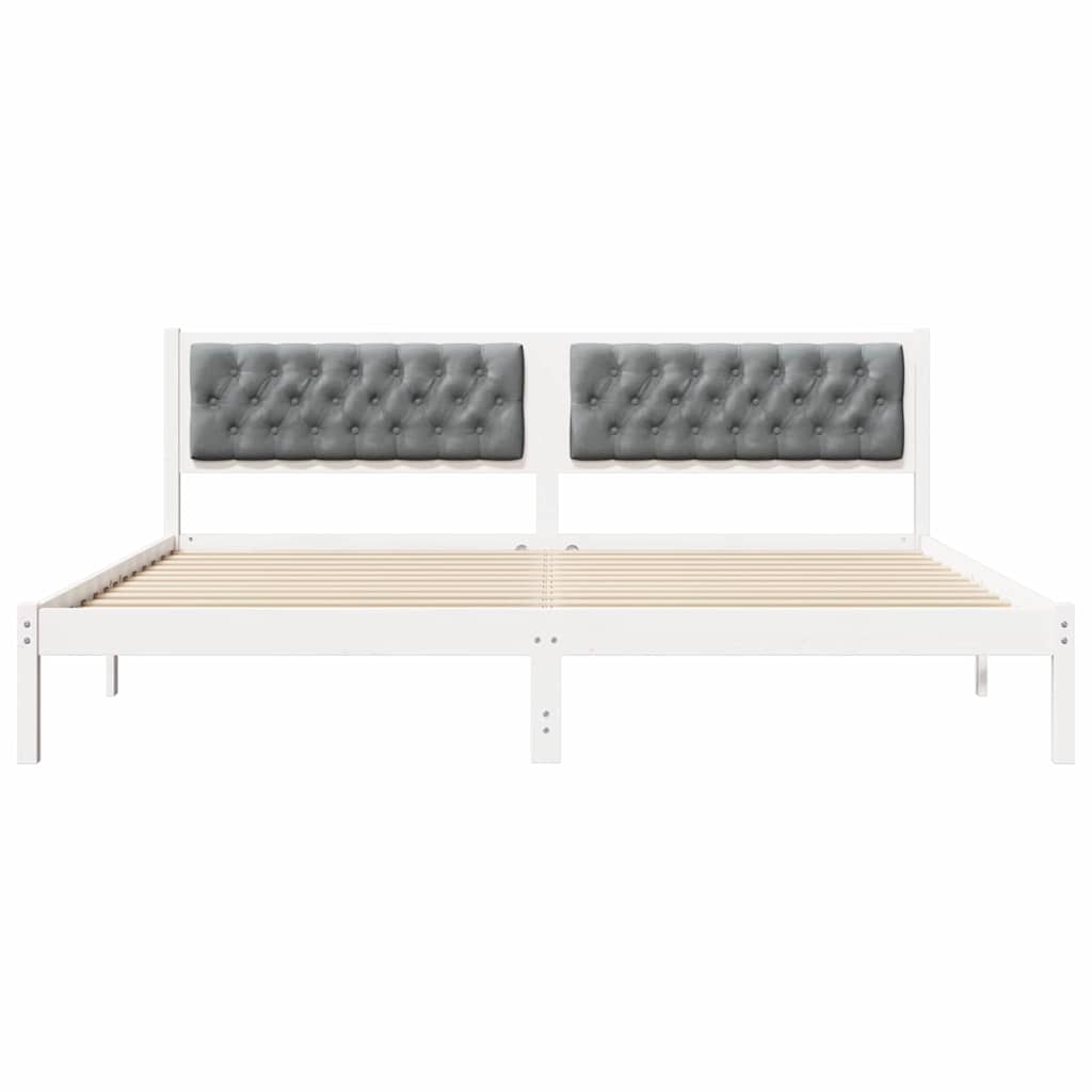 Ágykeret fejtámlával Világosszürke 200 x 200 cm Tömör fenyőfa