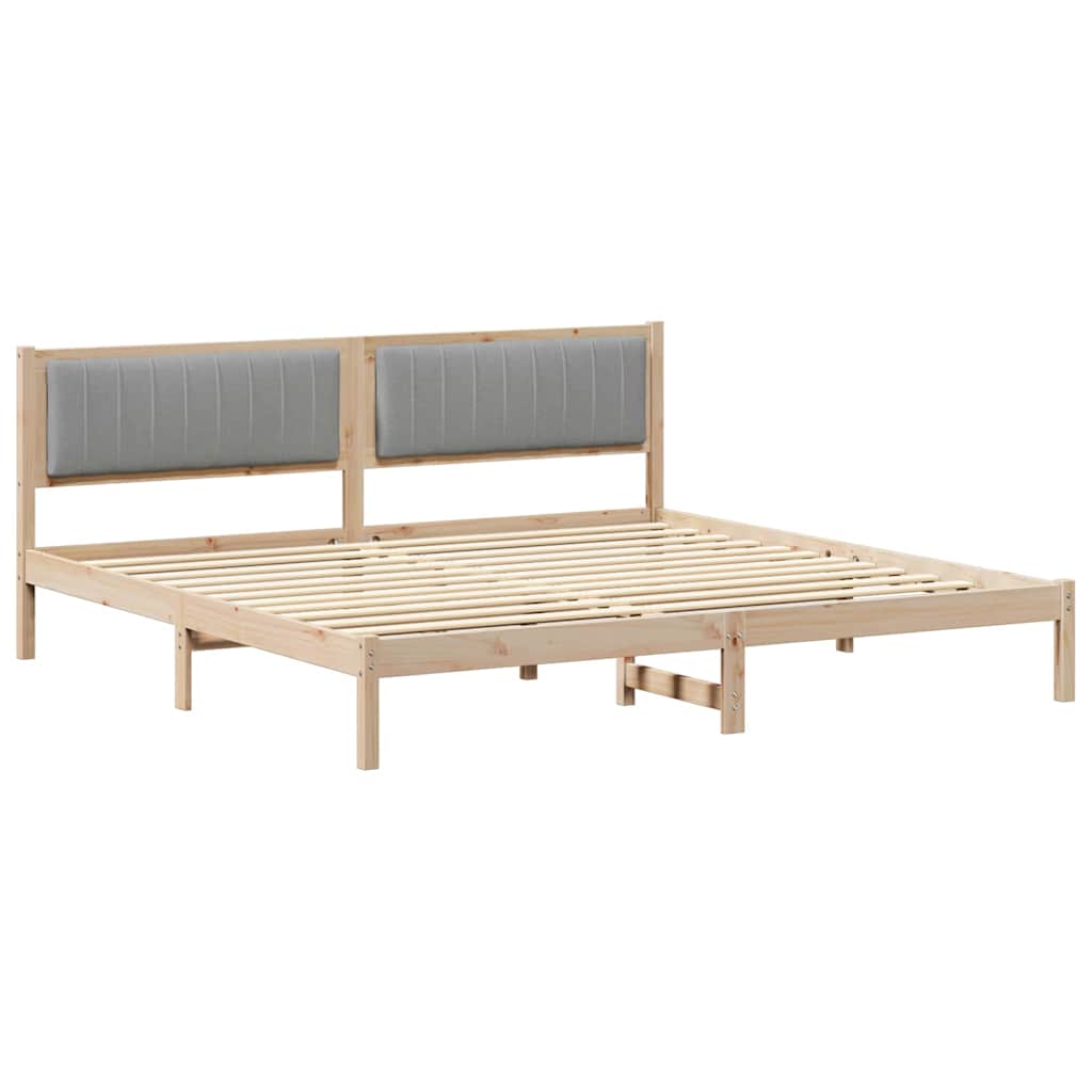 Ágykeret fejtámlával Világosszürke 200 x 200 cm Tömör fenyőfa