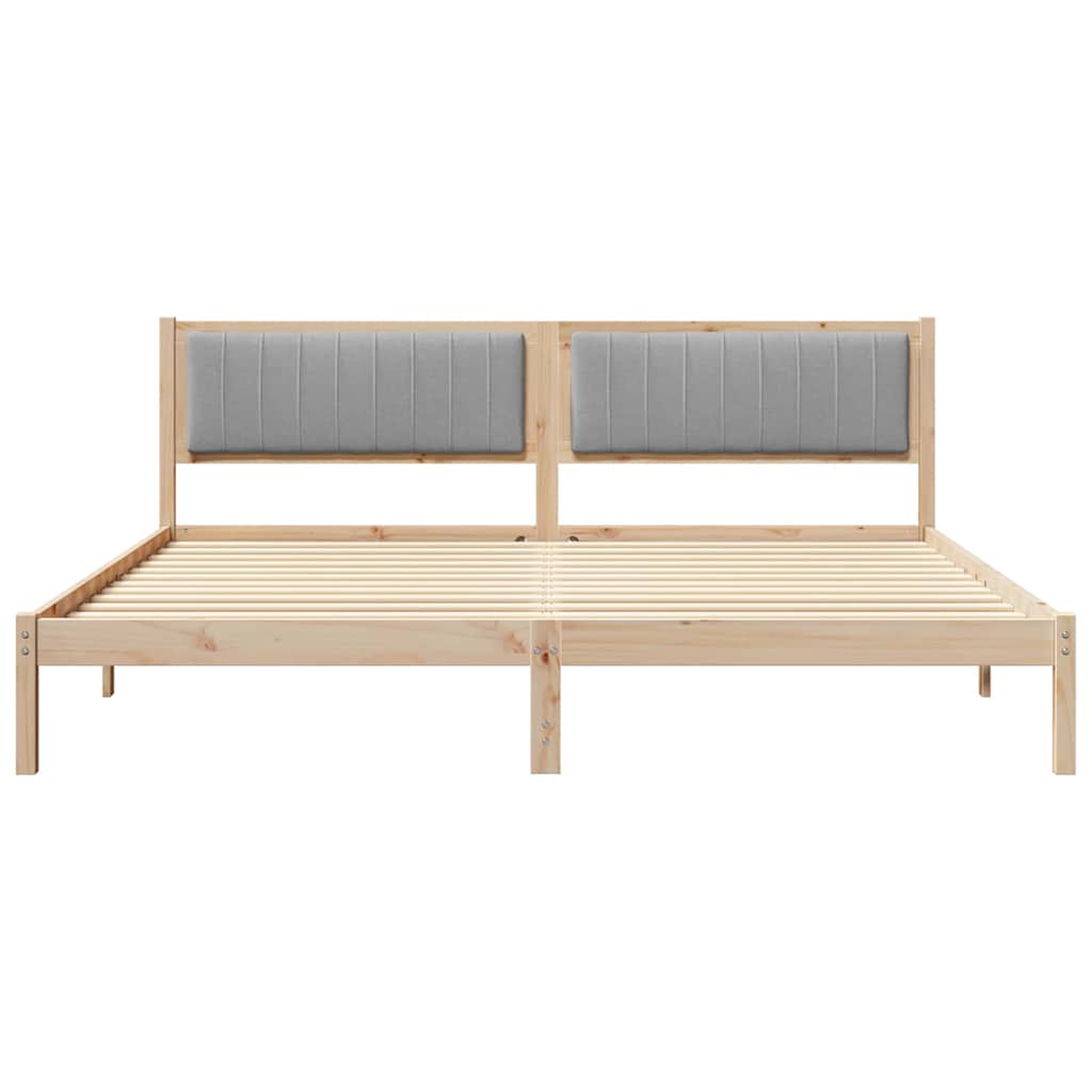 Ágykeret fejtámlával Világosszürke 200 x 200 cm Tömör fenyőfa