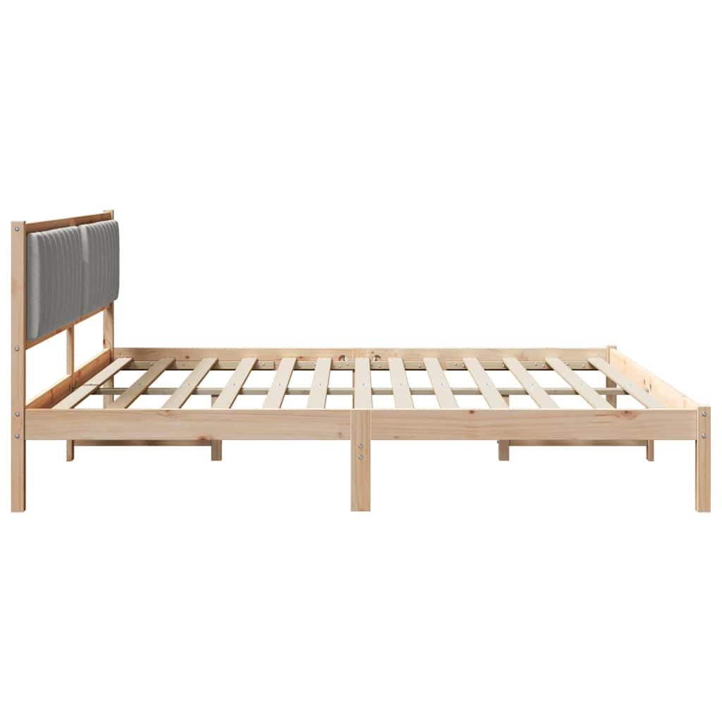 Ágykeret fejtámlával Világosszürke 200 x 200 cm Tömör fenyőfa