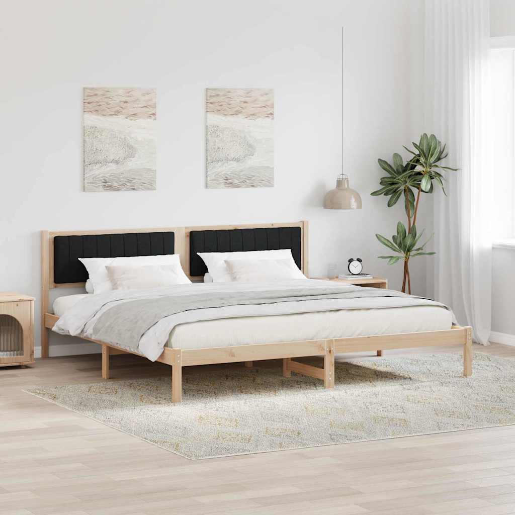 Ágykeret fejtámlával Fekete 200 x 200 cm Tömör fenyőfa