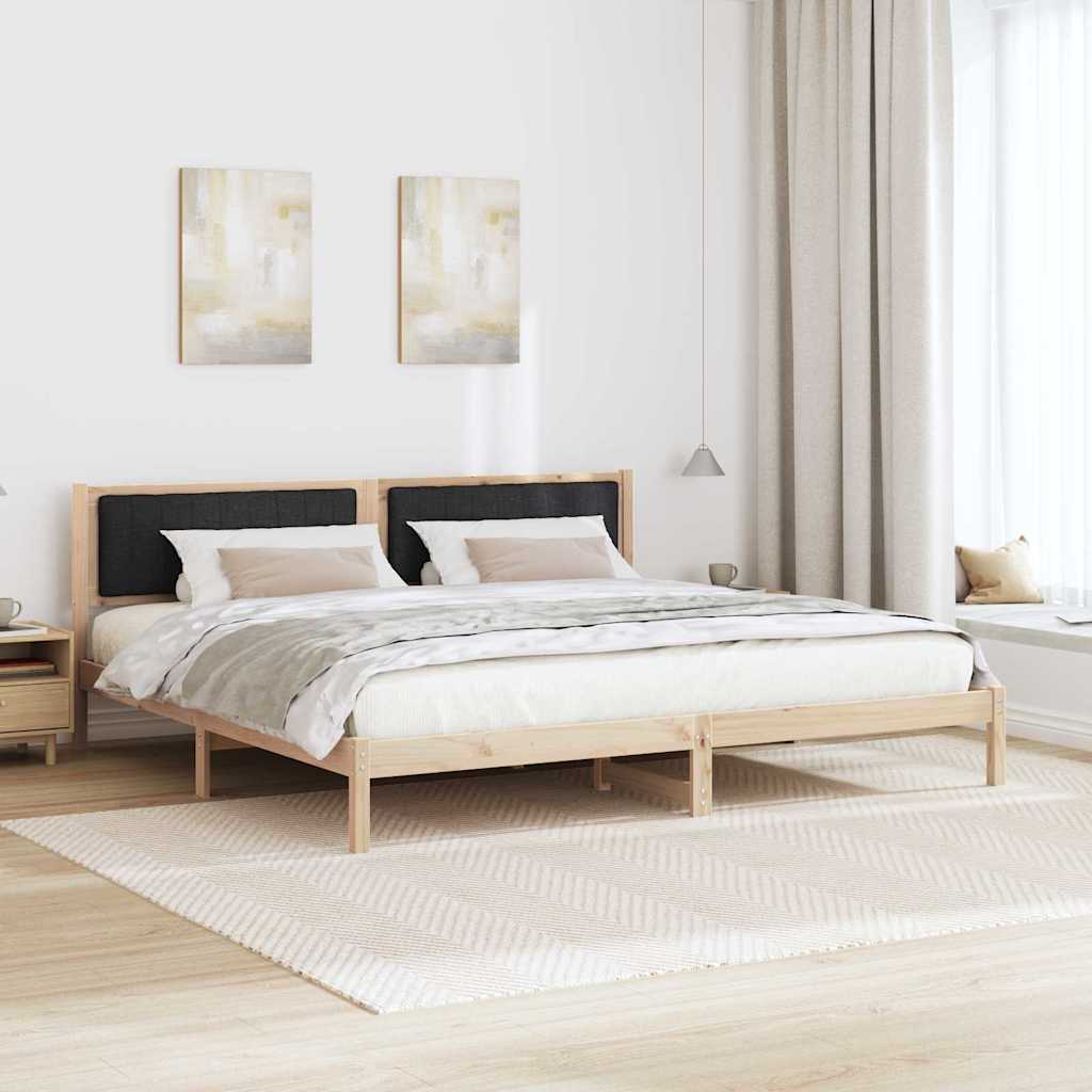 Ágykeret fejtámlával Fekete 200 x 200 cm Tömör fenyőfa