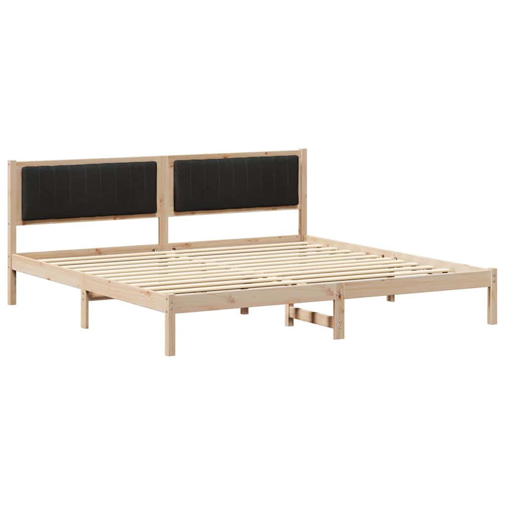 Ágykeret fejtámlával Fekete 200 x 200 cm Tömör fenyőfa