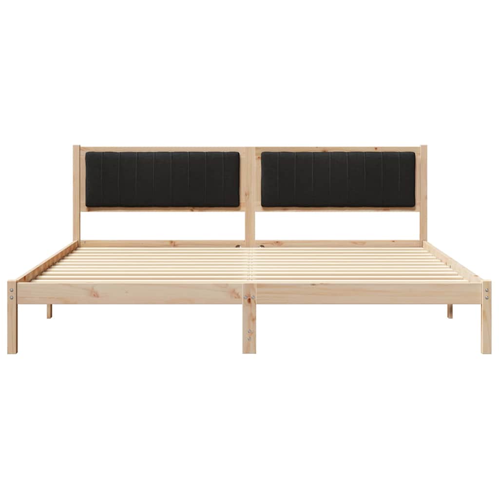 Ágykeret fejtámlával Fekete 200 x 200 cm Tömör fenyőfa