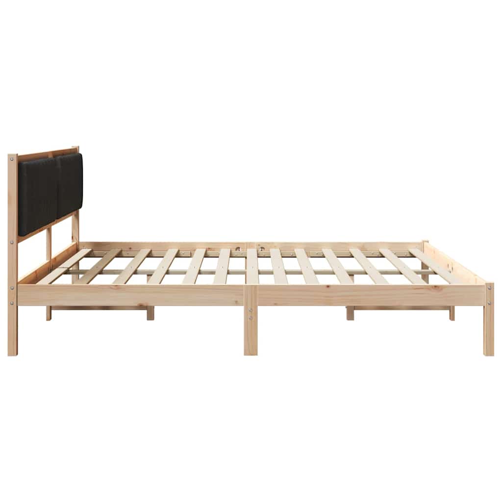 Ágykeret fejtámlával Fekete 200 x 200 cm Tömör fenyőfa