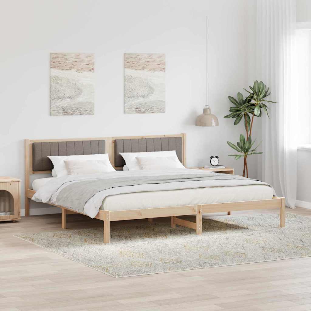 Ágykeret fejtámlával Tópszínű 200 x 200 cm Tömör fenyőfa