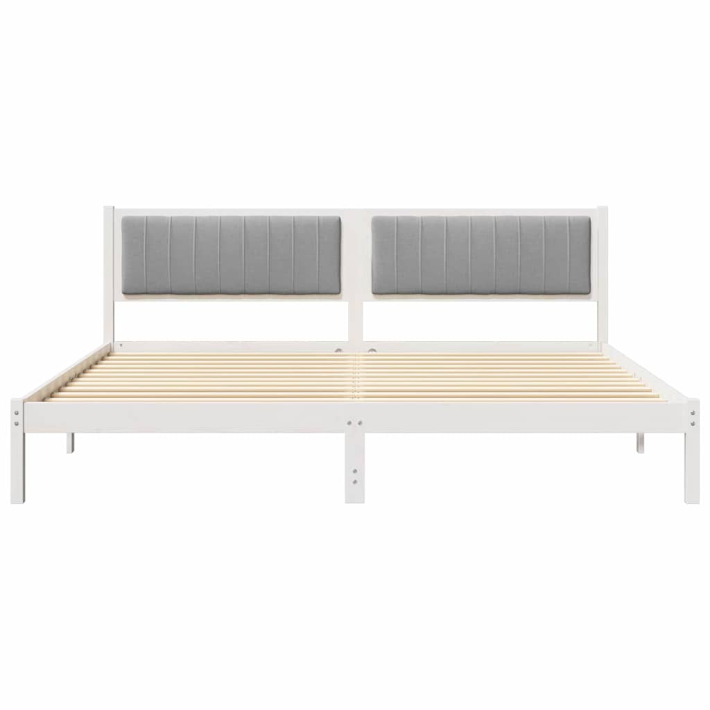 Ágykeret fejtámlával Világosszürke 200 x 200 cm Tömör fenyőfa