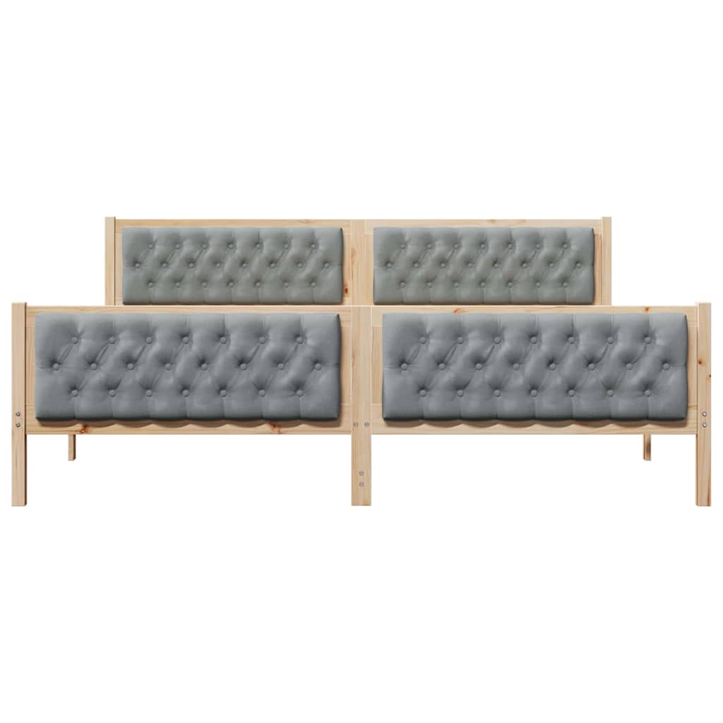 Ágykeret fejtámlával Világosszürke 200 x 200 cm Tömör fenyőfa