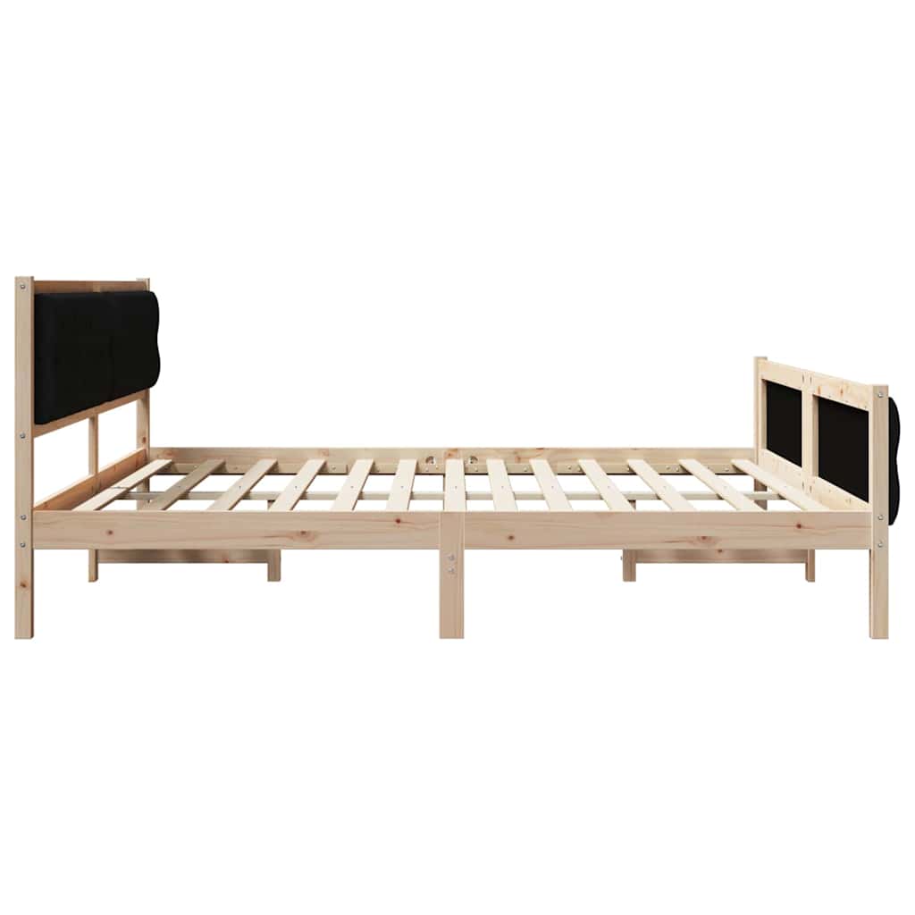 Ágykeret fejtámlával Fekete 200 x 200 cm Tömör fenyőfa