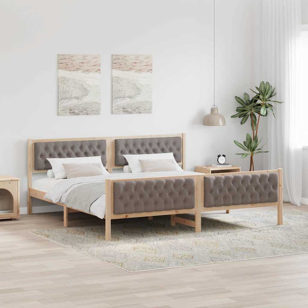 Ágykeret fejtámlával Tópszínű 200 x 200 cm Tömör fenyőfa