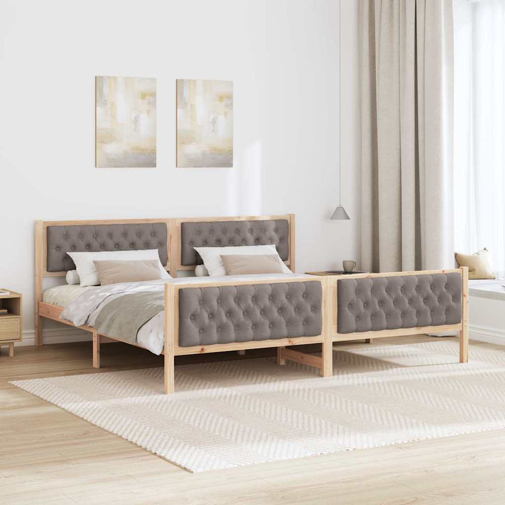 Ágykeret fejtámlával Tópszínű 200 x 200 cm Tömör fenyőfa