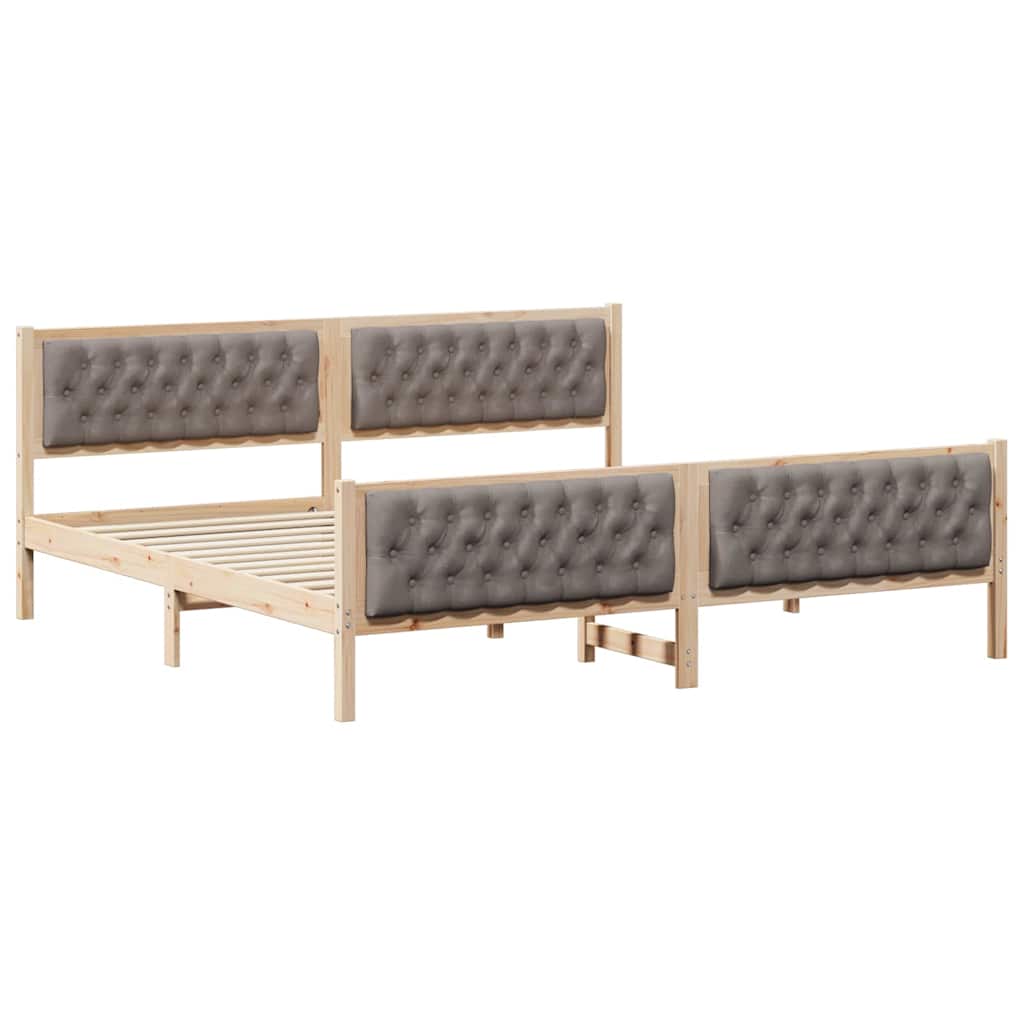 Ágykeret fejtámlával Tópszínű 200 x 200 cm Tömör fenyőfa