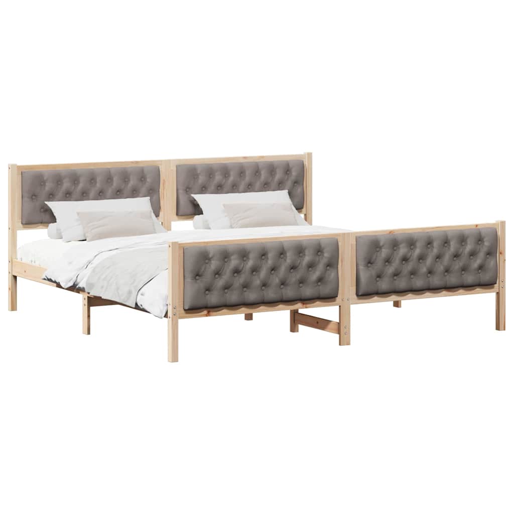 Ágykeret fejtámlával Tópszínű 200 x 200 cm Tömör fenyőfa