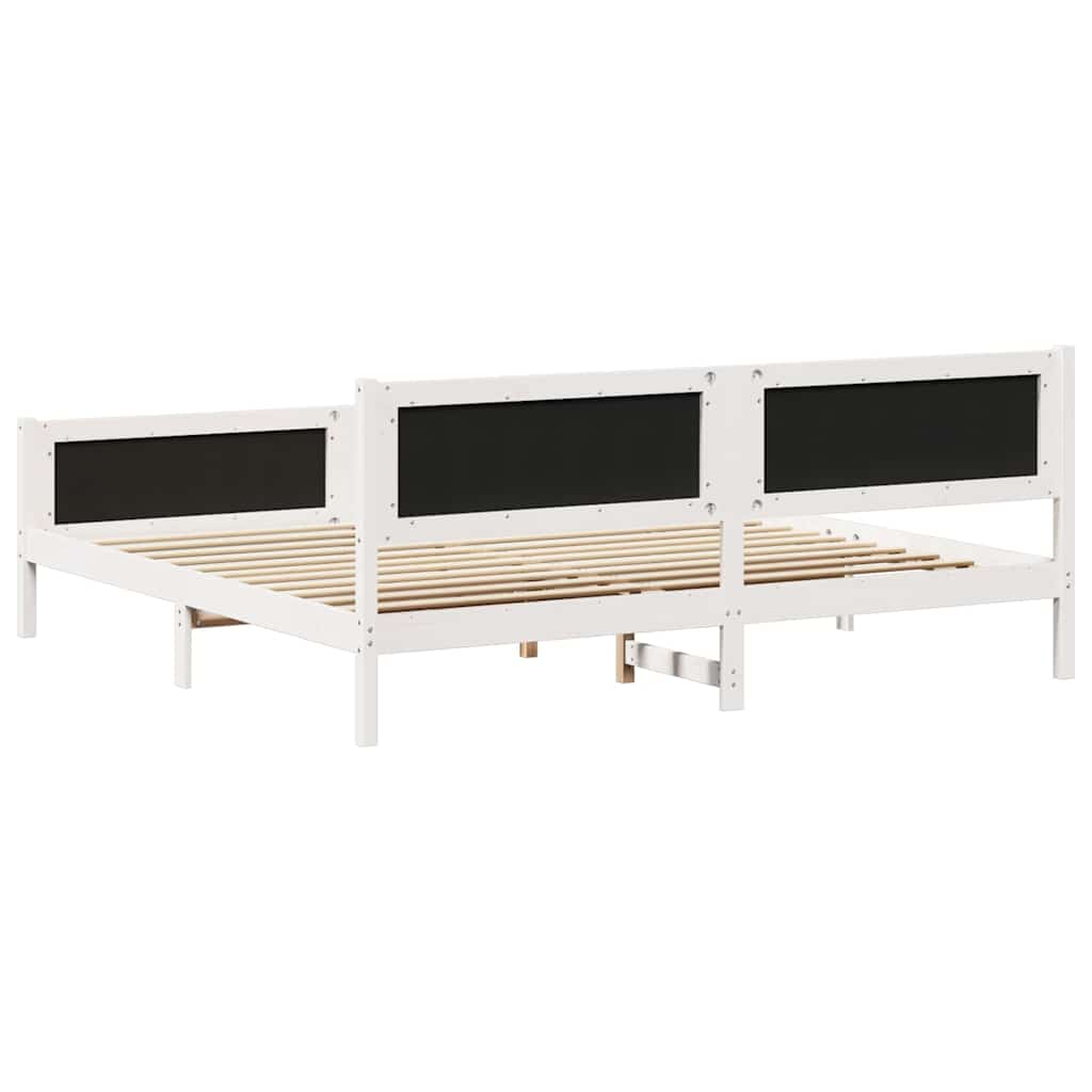 Ágykeret fejtámlával Világosszürke 200 x 200 cm Tömör fenyőfa