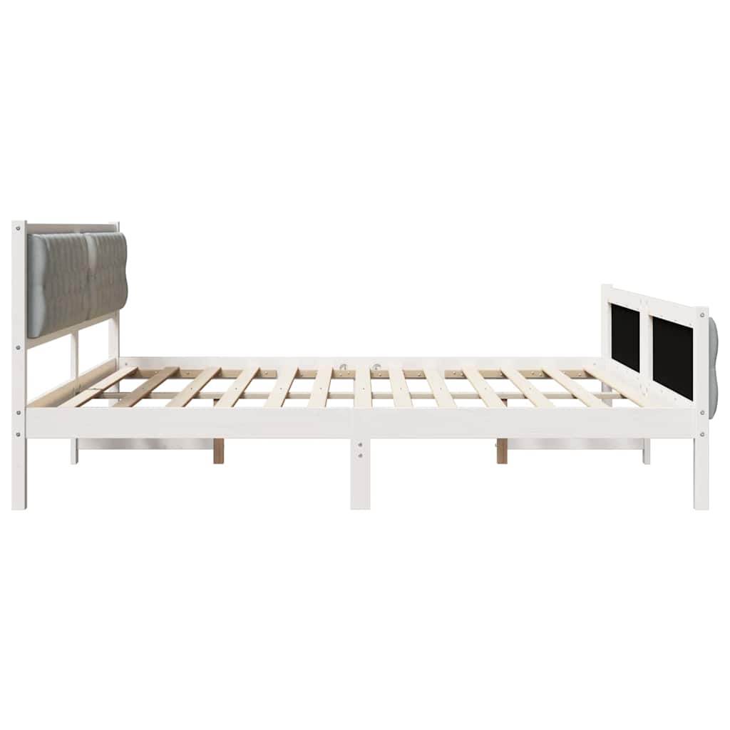 Ágykeret fejtámlával Világosszürke 200 x 200 cm Tömör fenyőfa
