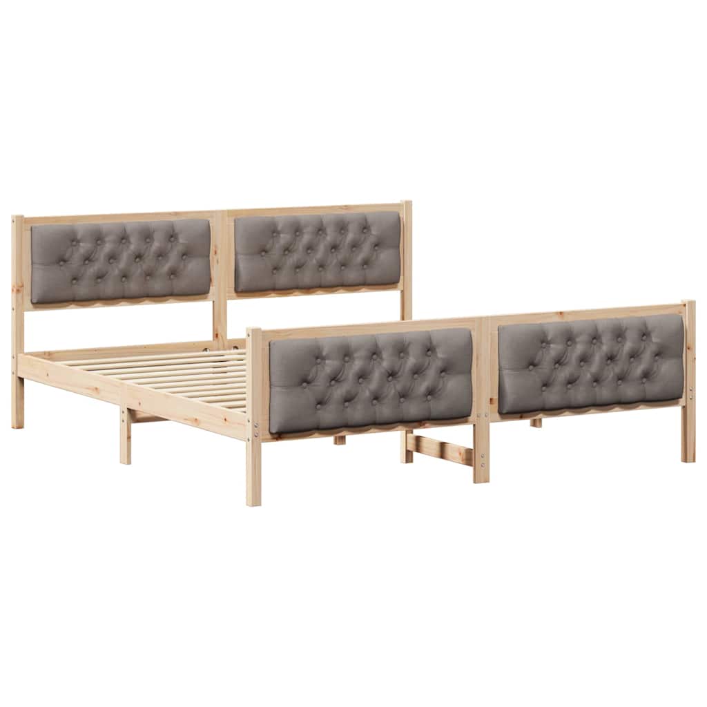 Ágykeret fejtámlával Tópszínű 160 x 200 cm Tömör fenyőfa