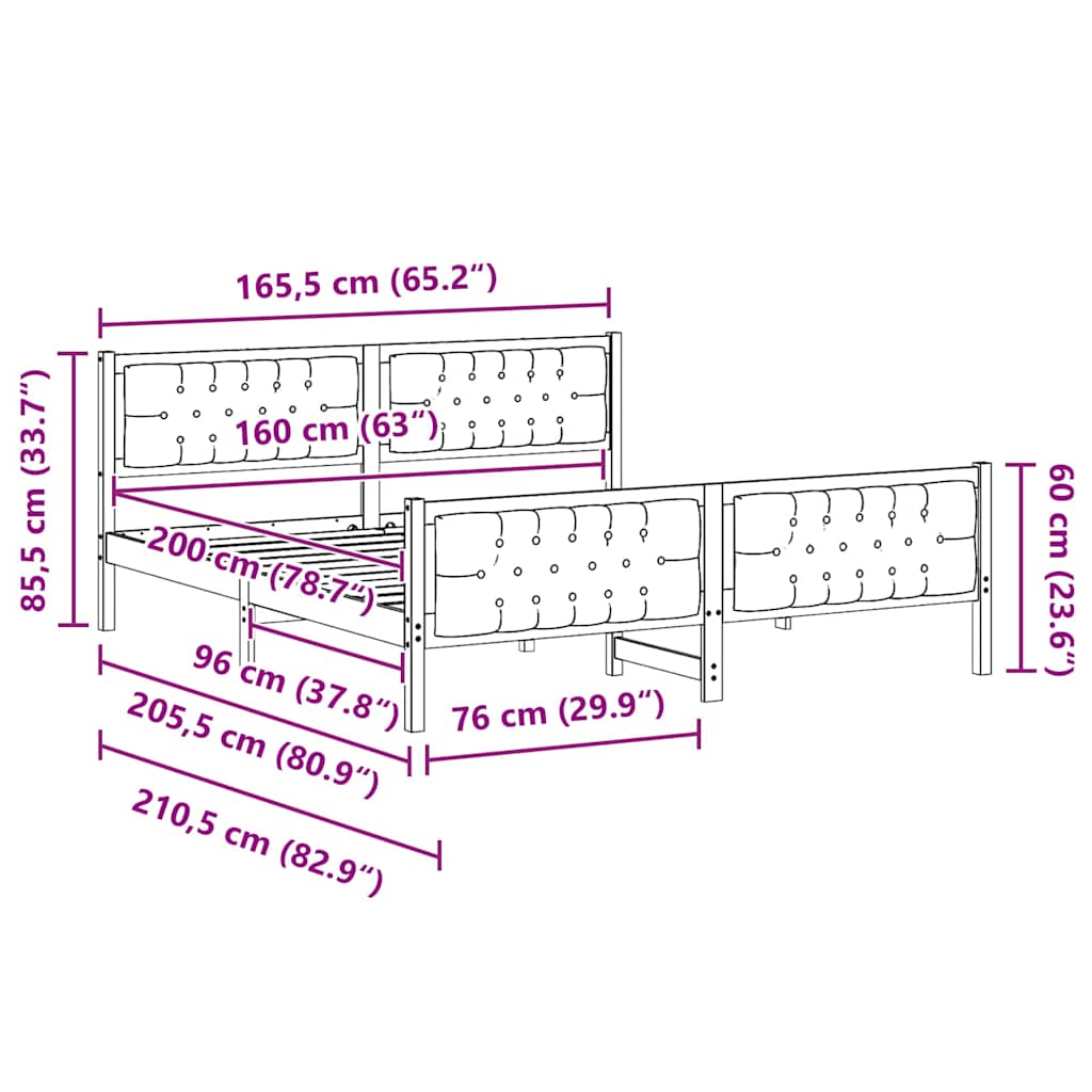 Ágykeret fejtámlával Tópszínű 160 x 200 cm Tömör fenyőfa