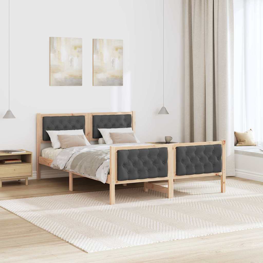 Ágykeret fejtámlával Sötétszürke 150 x 200 cm Tömör fenyőfa