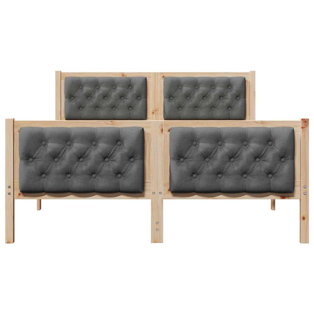 Ágykeret fejtámlával Sötétszürke 150 x 200 cm Tömör fenyőfa
