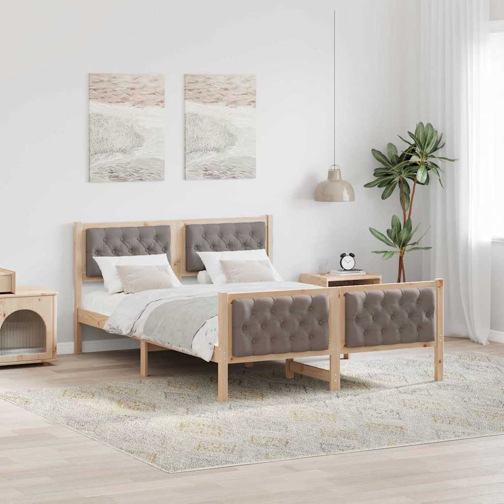 Ágykeret fejtámlával Tópszínű 140 x 200 cm Tömör fenyőfa