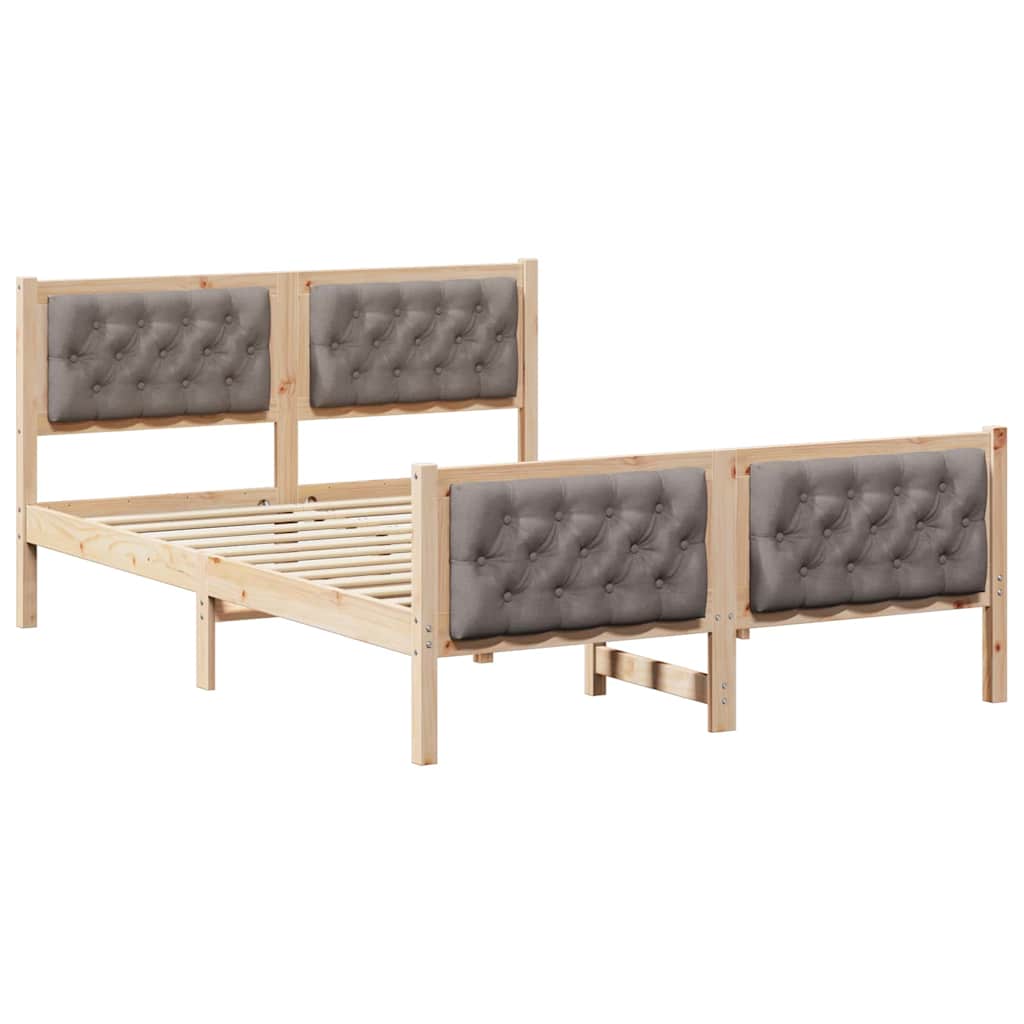 Ágykeret fejtámlával Tópszínű 140 x 200 cm Tömör fenyőfa